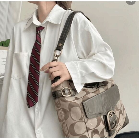 Coach Vintage Limited edition Signature Canvas with Bronze Leather